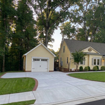 New Garage Foundation, Concrete Driveway & Brick Border Sidewalk