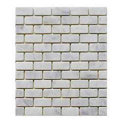 Milas White Tumbled Mosaic 1x2 - Home Accessories & Decor