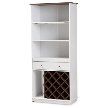 Mina Mid-Century Modern Dark Gray and Oak Wood Wine Cabinet