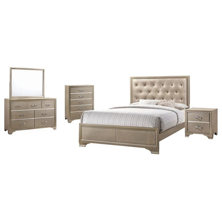 Coaster Beaumont 5-piece Queen Wood Bedroom Set in Champagne Gold