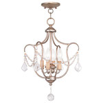 Livex Lighting - Chesterfield Convertible Chain-Hang and Ceiling Mount, Antique Silver Leaf - Simple elegance adorns the Chesterfield collection as strings of clear crystal gently cascade from a graceful frame of small scale tubing finished in antique silver leaf.