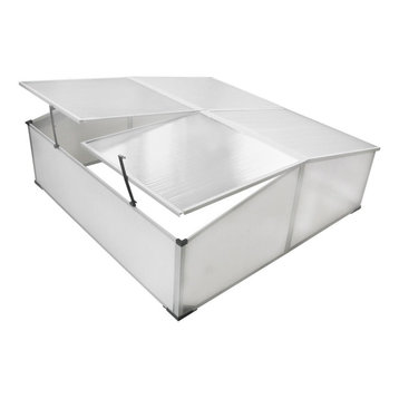 Patio Outdoor 4 Lids Cold Frame Greenhouse Garden Plant Polycarbonate Aluminum