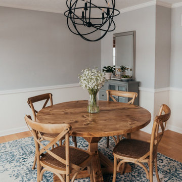 Round Pedestal Trestle Wood Dining Table