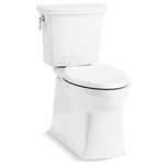 Kohler - Kohler Corbelle 2-Piece Elongated 1.28Gpf Chair Height Toilet, White - The Corbelle two-piece toilet delivers powerful, clean swirl-style flushing in a sleek skirted design. Kohler's most complete flush ever, Revolution 360 swirl flushing technology keeps your bowl cleaner longer than a conventional flush. Installation is easy with the ReadyLock system: the skirted trapway installs to the floor flange and attaches to the toilet, eliminating the need to drill holes while offering the same secure installation as non-skirted toilets. This WaterSense-labeled high-efficiency toilet brings you annual water savings.