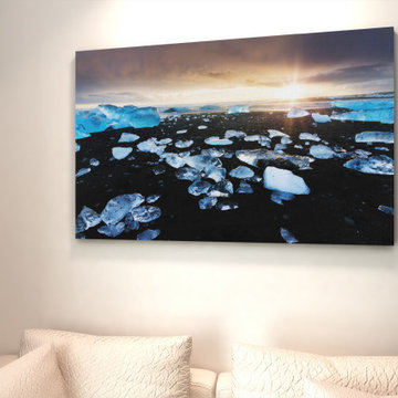 Fire and Ice Coastal Beach - Shore Landscape Photograph Wall Art Print
