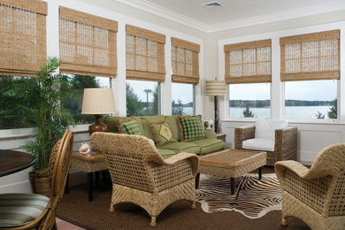 Sunroom - mid-sized coastal brown floor sunroom idea in Boston with a standard ceiling