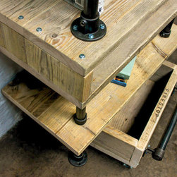 Pourreza Reclaimed Scaffolding & Pipe Industrial Desk with Cupboards & Shelves - Desks & Writing Bureaus