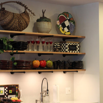 Natural Wood Floating Shelves with Texture on Pipe Fittings