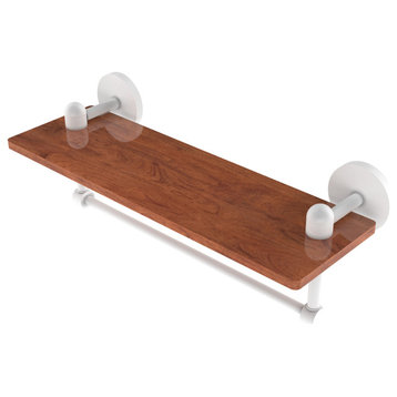 Tango 16" Solid Wood Shelf with Towel Bar, Matte White