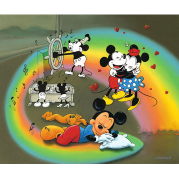 Disney Fine Art What Does Mickey Dream by Jim Warren, Gallery Wrapped Giclee