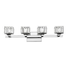 Trilluminate 4-Light Chrome Finish Crystal Globe Bath Vanity Wall Fixture 29"