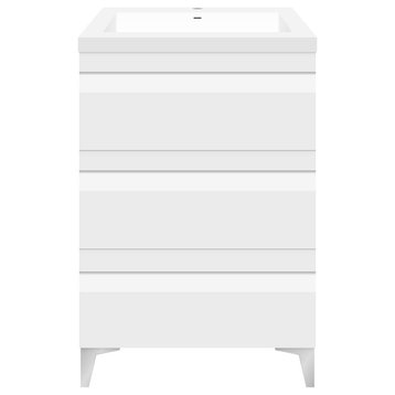 24" Freestanding Modern White Vanity LV8B-24W With Square Sink Top
