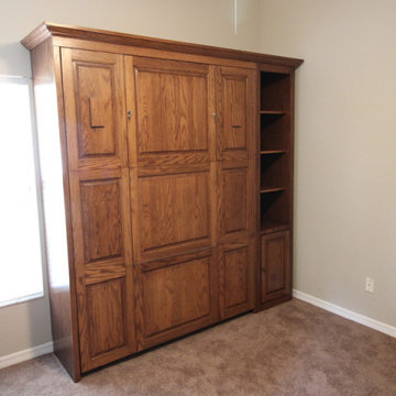 Traditional Raised Panel Murphy Wall, Hidden Panel Desk, Side Cabinet