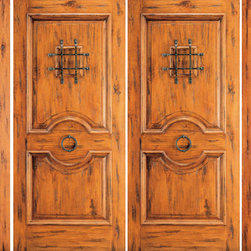 Alder Exterior Prehung Double Door with Two Sidelites,, Speakeasy - Front Doors