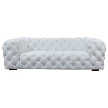 Amberly Transitional White Full Italian Leather Sofa