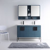 Modern Blue Bathroom Vanity Set,Black Matte Hardware, Vireous China Sink Top