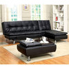 Furniture of America Halston Tufted Faux Leather Chaise Lounge in Black