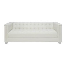 Low Profile Sofas Houzz Coaster Home Furnishings Low Profile Pearl White Tufted Sofa Sofas