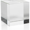 "Jacy" 4.5" Tall Crystal Glass Decorative Object, Straight Cube Shaped