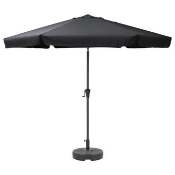 10' Round Tilting Black Patio Umbrella, Round Umbrella Base