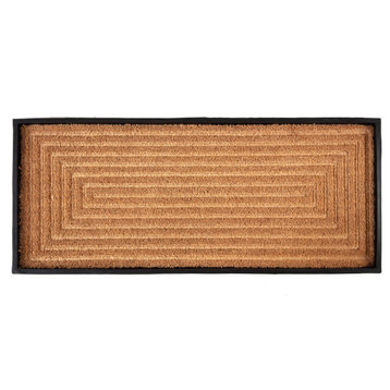 34.5"x14"x1.5" Rubber Boot Tray With Rectangle Embossed Coir Insert