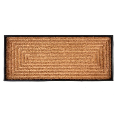 34.5"x14"x1.5" Rubber Boot Tray With Rectangle Embossed Coir Insert