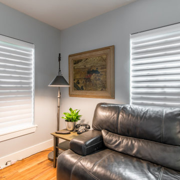 Lowered position and closed.Hunter Douglas Pirouette Window Shadings with PowerV