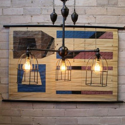 Industrial Cage Pendant Lights - Chandeliers