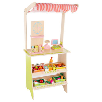 Kids Grocery Store Fresh Market Selling Stand Wood Play Set