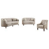 Coaster Avonlea 3-Piece Sloped Arm Upholstered Fabric Sofa Set in Gray