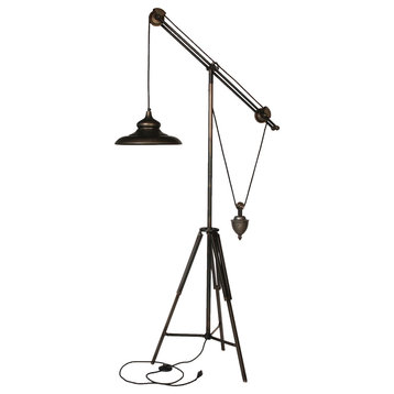Metal Aadjustable Pulldown Floor Lamp, 34x19x69"