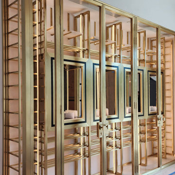 Brass Enclosure Doors Wine Wall Detail - Tampa, FL