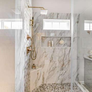 Full Shower View with Mosaic Accent Wall