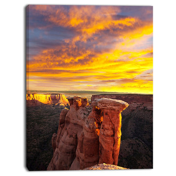 Colorado Monument At Sunset, Modern Landscape Canvas Art, 12"x20"