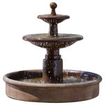 Campania - Esplanade Two Tier Garden Water Fountain, Brown Stone - The Esplanade Two Tier Garden Fountain is a very unique, multi-tiered contemporary water fountain. The water creates a tranquil flowing water sound. The finishing techniques make every piece a uniquely beautiful and original work of art.