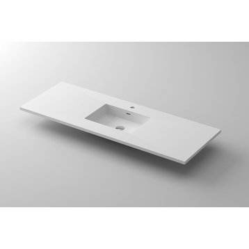 VIVA Stone 60" Single Sink Matte White - Solid Surface Countertop