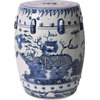 Garden Stool Kylin Dragon Backless Blue White Ceramic Handmade Ha