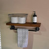 Yellowstone Industrial Towel Bar With Rustic Wood Shelf - Farmhouse Shelf, 30"wx