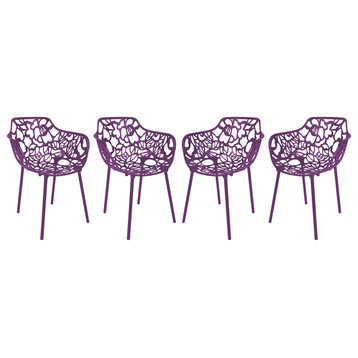 Leisuremod Modern Devon Aluminum Set of 4 Chair With Purple Finish DCA23PU4