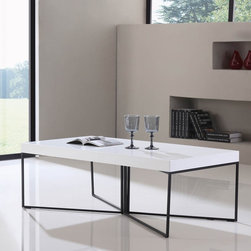 Mixer Coffee Table in White High-Gloss & Black Steel - Living Room Furniture