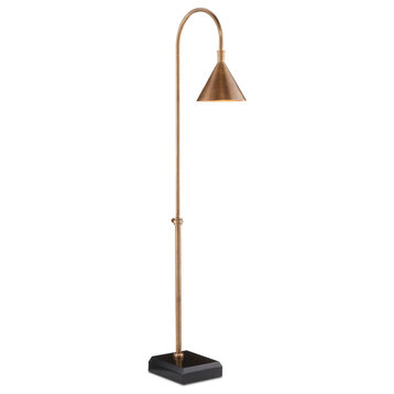 One Light Floor Lamp, Vintage Brass/Black
