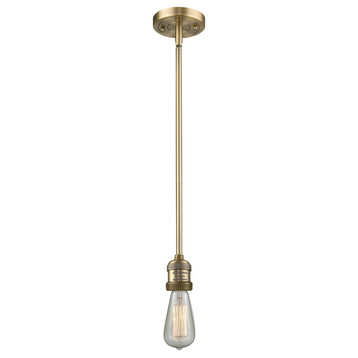 Bare Bulb 1-Light Mini Pendant, Brushed Brass