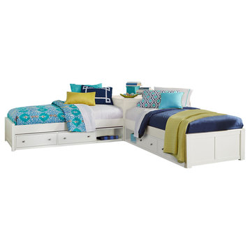 Hillsdale Pulse Wood Twin L-Shaped Bed With 2 Storage Units