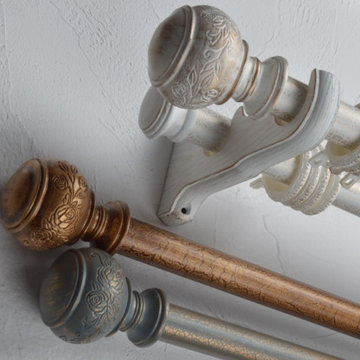 QYRY40 1-1/4" Aluminum Alloy Thick White Blue Gold Curtain Rod Sets