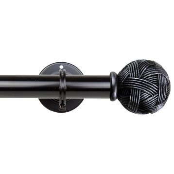Knot Ceiling 1" Curtain Rod/Room Divider, Black, 66-120"