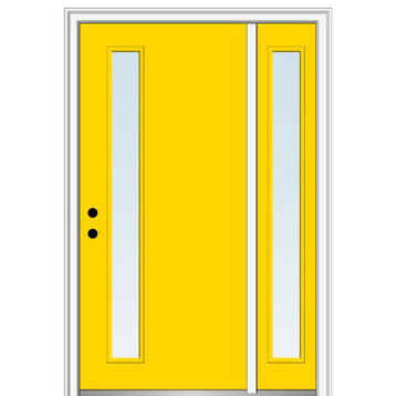 53"x81.75" 1-Lite Clear Right-Hand Inswing Fiberglass Door With Sidelite