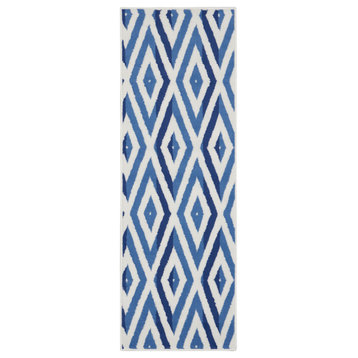 Nourison Whimsicle 2' x 6' Ivory Blue Modern Indoor Area Rug
