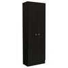 Tuhome Black Modern Engineered Wood Multi Storage Two-Door Pantry Cabinet