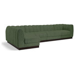 Meridian Furniture - Quinn Chenille Upholstered 5-Piece L-Shaped Modular Sectional, Green - The Quinn Modular Sectional is a stunning piece crafted in a rich and luxurious green chenille fabric. Its awe-inspiring design and exceptional quality make it a perfect addition to any space, whether it's a living room, bedroom, or office. The sectional's plush cushioning and sturdy frame provide both comfort and durability, ensuring that it will be a favorite for years to come. Whether you're looking for a statement piece or simply a comfortable seating option, the Quinn sectional is an excellent choice.