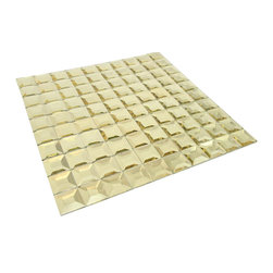 Glossy Golden 3D Modern Square Glass Mosaic Tiles - Home Accessories & Decor